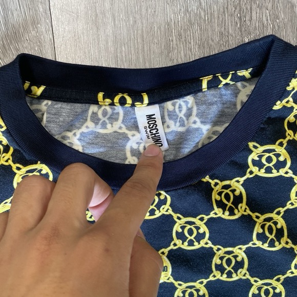 MOSCHINO Chain Link AOP Swim Shirt Moschino Swim Men's Size Large - Picture 3 of 8
